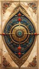 Obraz premium Ornate, symmetrical design with blue, gold accents on marble