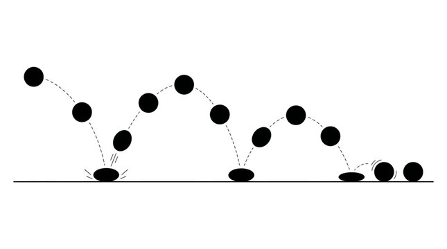 Bouncing Balls in Motion Across a Horizontal Line