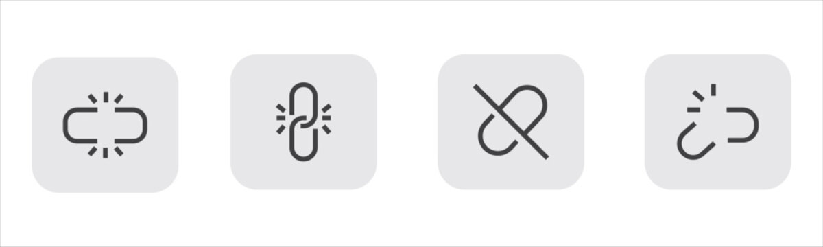 Set of broken link icons