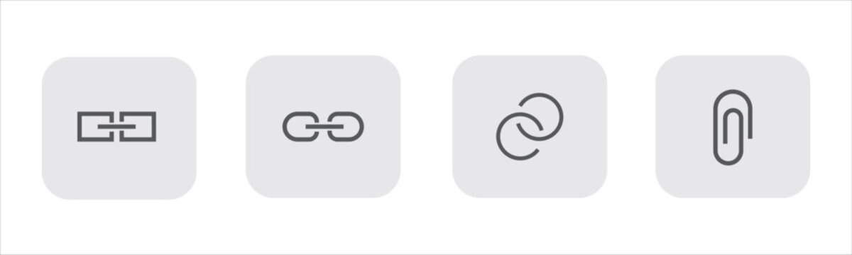 Set of four different link and attachment icons