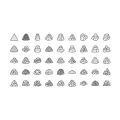 Collection of assorted gold bar pile pictograms with investment, treasure © mim