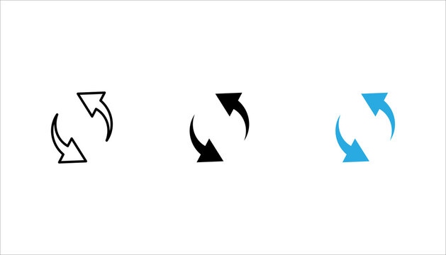 double reverse arrow, replace icon set, exchange linear sign, vector illustration on white background	