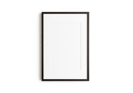 Minimalist black picture frame on a white wall