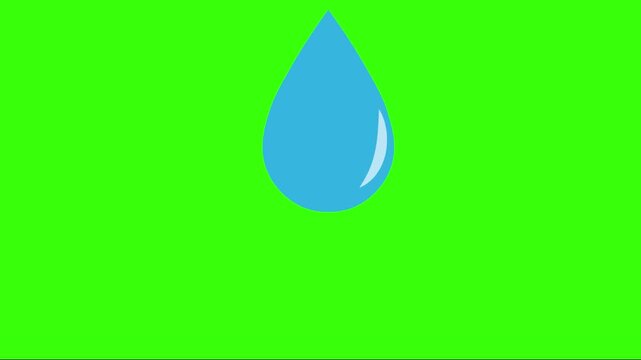 Realistic water droplet animation on green screen background with smooth liquid motion effects. Perfect for chroma key editing, visual effects, nature content, advertising, social media videos, and mo