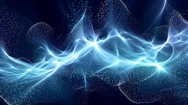 Digital universe intertwined network dots and lines abstract background