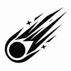 Black comet, meteor, or shooting star icon, symbol, logo, vector graphic © Missinha
