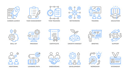 Fototapeta premium Traineeship and Internship Icon Pack Line Art Vector Illustration Editable