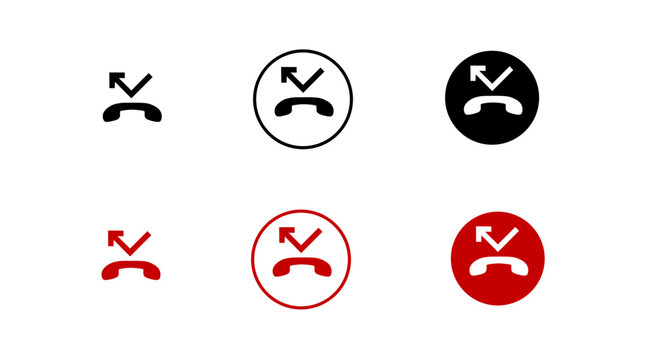 Missed call and declined phone call icon set