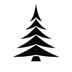 Obraz premium Black Christmas tree icon, minimalist pine tree symbol, holiday decoration element, vector graphic