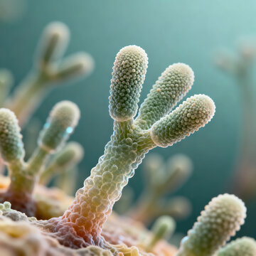 High-quality microscopic images of Penicillium, clearly showing brush-like conidia.