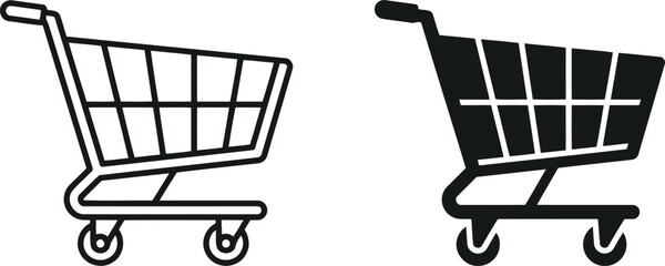 Shopping cart vector icon outline and filled styles with shopping ecommerce supermarket purchase © SK Stock
