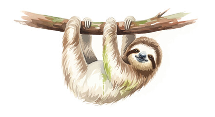 Fototapeta premium Sloth Hanging From Tree Branch.