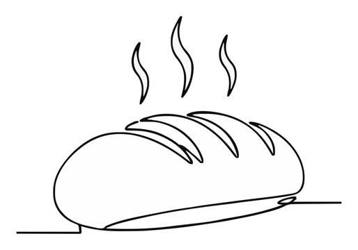 Steaming garlic bread line art icon low angle. Generative AI