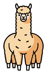 Fototapeta premium Alpaca front view flat vector illustration. Generative AI