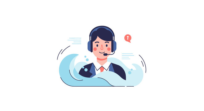Cartoon Call Center Agent Talking.