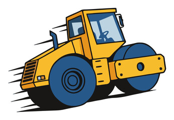 Fototapeta premium Industrial road roller vehicle vector illustration. Generative AI