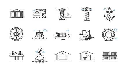 Industrial construction line icons set. © Studio84