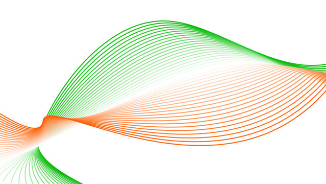Orange White and Green Gradient Tech Line Flowing Twisted Motion Vector EPS with Transparent Background for National Day and Sustainable Tech Concept