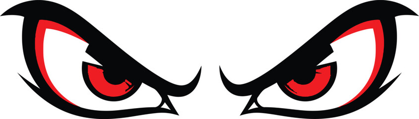 Angry eyes with red irises and black eyeliner red eyes cartoon eyes evil eyes © Jolakha