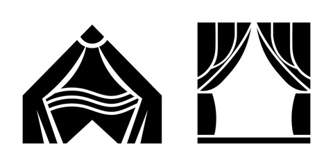 Minimal tent curtain icons silhouette vector © nurartvi