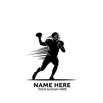 American football quarterback throwing ball silhouette logo