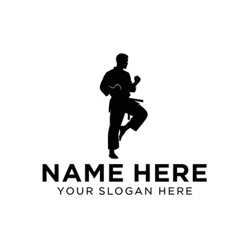 Martial arts master in a balanced crane stance silhouette