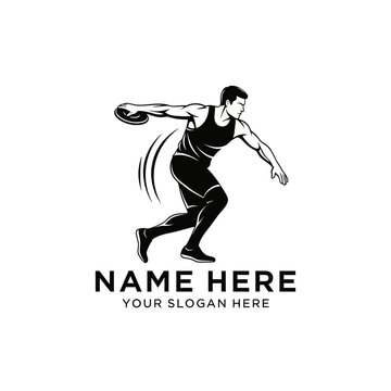 Discus thrower athlete in motion silhouette