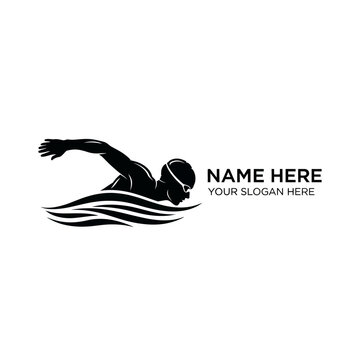 Minimalist swimmer performing front crawl logo