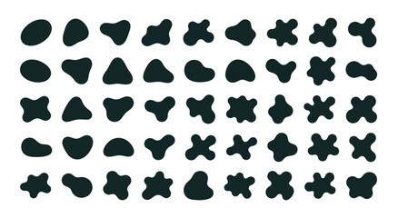 Fototapeta premium Liquid Blob Shapes Silhouette Vector Illustration Collection For Abstract Fluid Drops Splatters Ink Stain Textures and Organic Smooth Elements