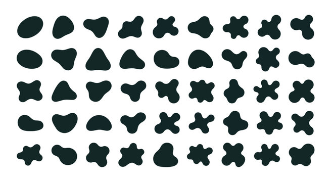 Liquid Blob Shapes Silhouette Vector Illustration Collection For Abstract Fluid Drops Splatters Ink Stain Textures and Organic Smooth Elements