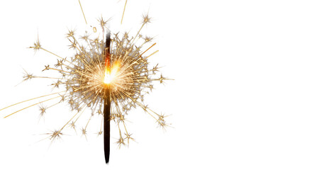 Obraz premium ultra-detailed macro photograph of a golden pyrotechnic sparkler's core bursting, dynamic light trails against a pure black void, dramatic chiaroscuro contrast, concept of brilliant celebration and