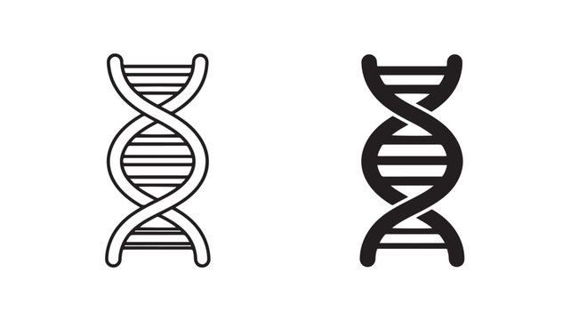 DNA Double Helix Structure Icons Black And White For Science Genetics Concepts