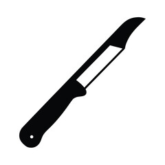 Fototapeta premium Simple Black Silhouette of a Paring Knife, Kitchen Utensil Icon, Food Preparation Tool Vector Graphic