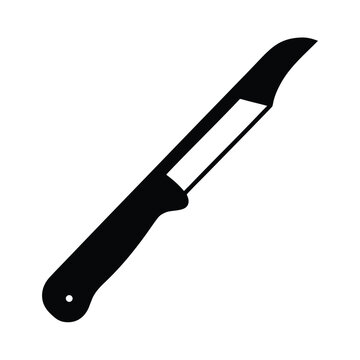 Simple Black Silhouette of a Paring Knife, Kitchen Utensil Icon, Food Preparation Tool Vector Graphic