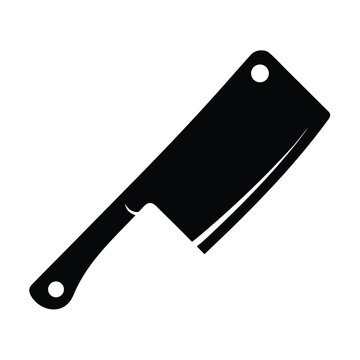 Black Butcher Knife Vector Icon, Cleaver Kitchen Tool Silhouette, Meat Cutting Utensil Graphic, Professional Chef's Knife Illustration
