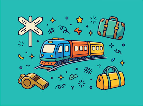 Train with travel related items.