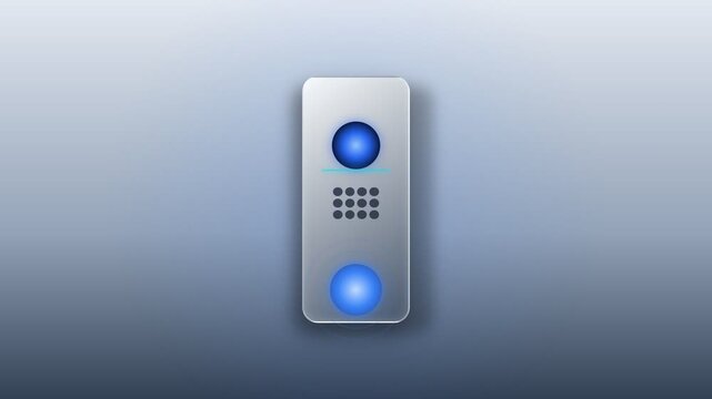Modern digital intercom system with illuminated blue buttons and keypad for secure door entry, representing advanced smart home access control technology