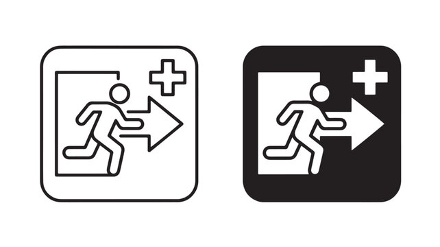 Emergency Exit Signs with Running Man Icons on White Background