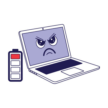 Angry laptop with low battery