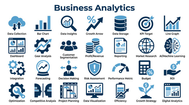 Business continuity planning icons representing threats like fire flooding cyberattack earthquake power outage pandemic equipment failure and strategies for resilience