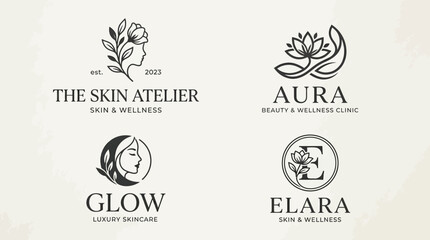 Naklejka premium Black and white beauty logos.