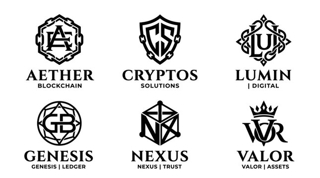 Cryptocurrency company logos and symbols.
