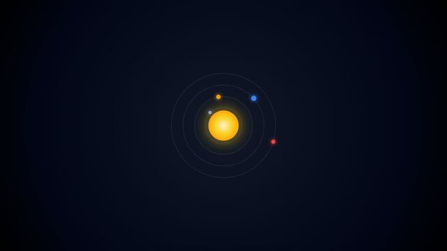 A captivating minimalist illustration of a vibrant solar system with planets orbiting a radiant sun, depicting cosmic wonder and astronomical beauty in an abstract, modern design concept