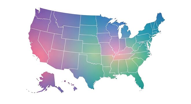 Colorful Gradient Map of United States
