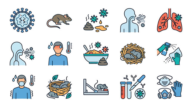 Essential Icons for Vector-Borne and Respiratory Diseases Symptoms, Transmission, Prevention, and Scientific Research in Public Health