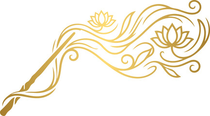 Obraz premium Golden Ethereal Mystic Lotus Wand Illustration with Divine Celestial Flourishes