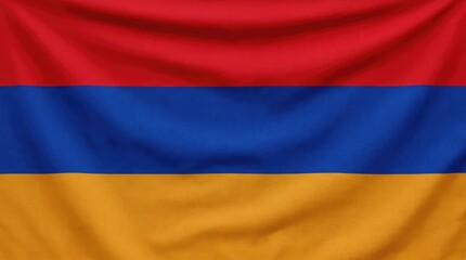 Fototapeta premium Waving Armenian National Flag with Red Blue and Orange Stripes on White Background