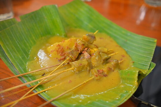Satay (Sate) Padang, traditional food from Padang, West Sumatera, Indonesia