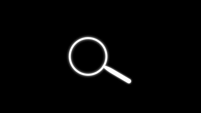 Search Animation with Magnifying Glass Icon on black Background
