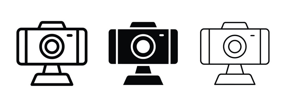Set of web camera icons in black and white Vector